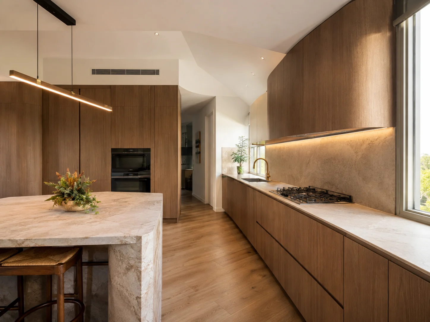 Fully custom kitchen joinery with premium benchtop integration in a Highton home
