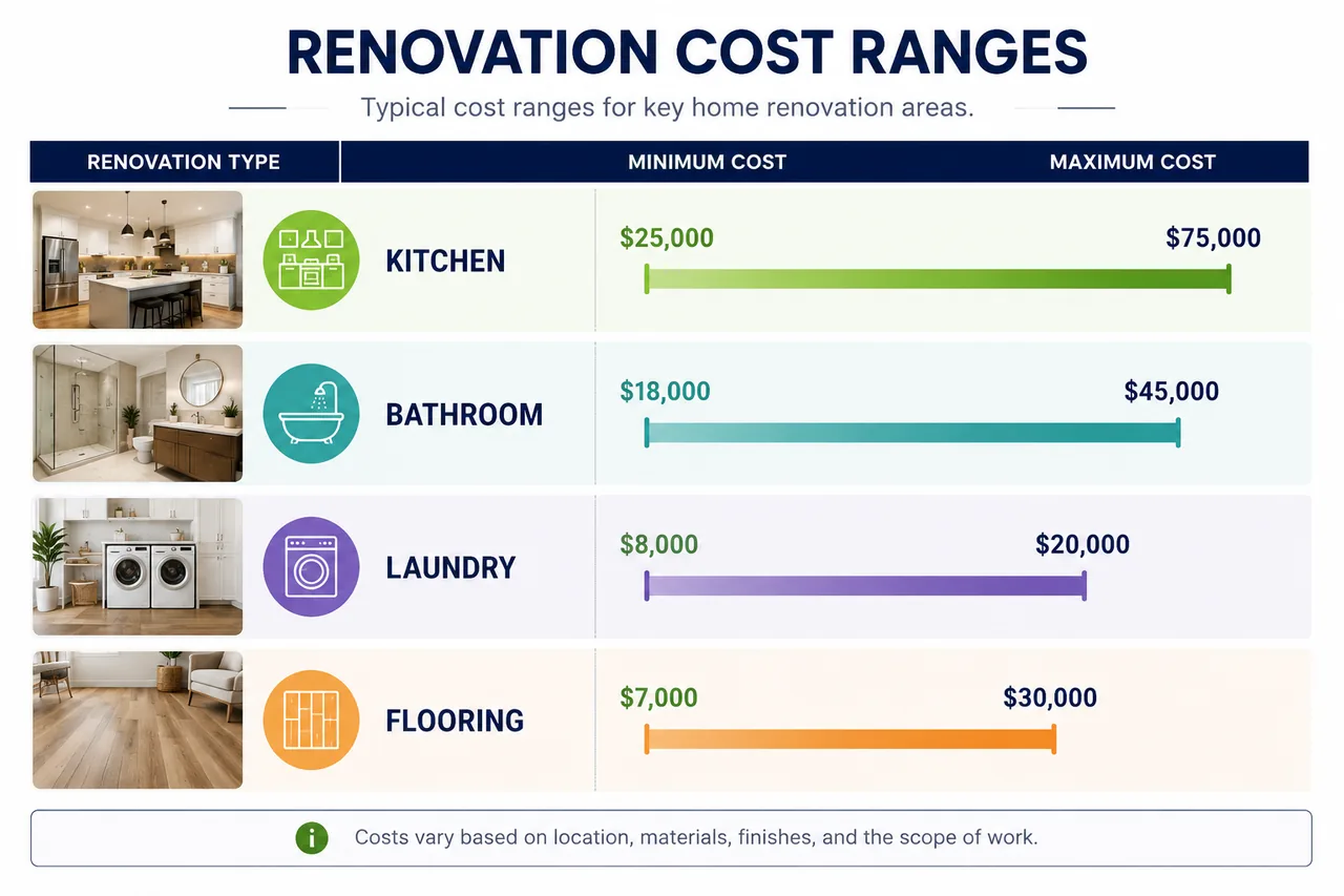 Average home renovation costs in Geelong 2026 by room type and project scope