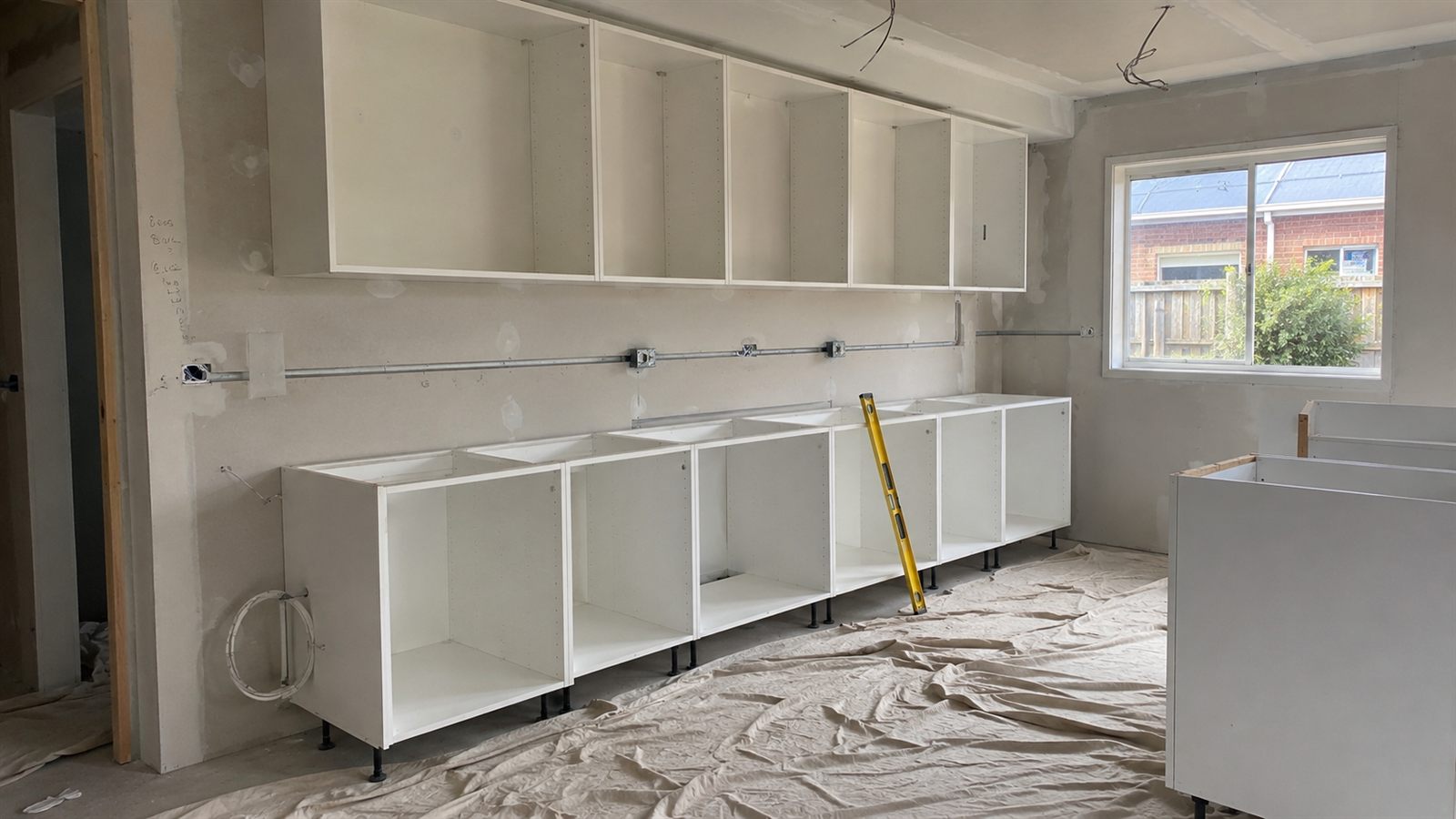 Kitchen renovation in progress in a Geelong home showing cabinet installation phase during the on-site build