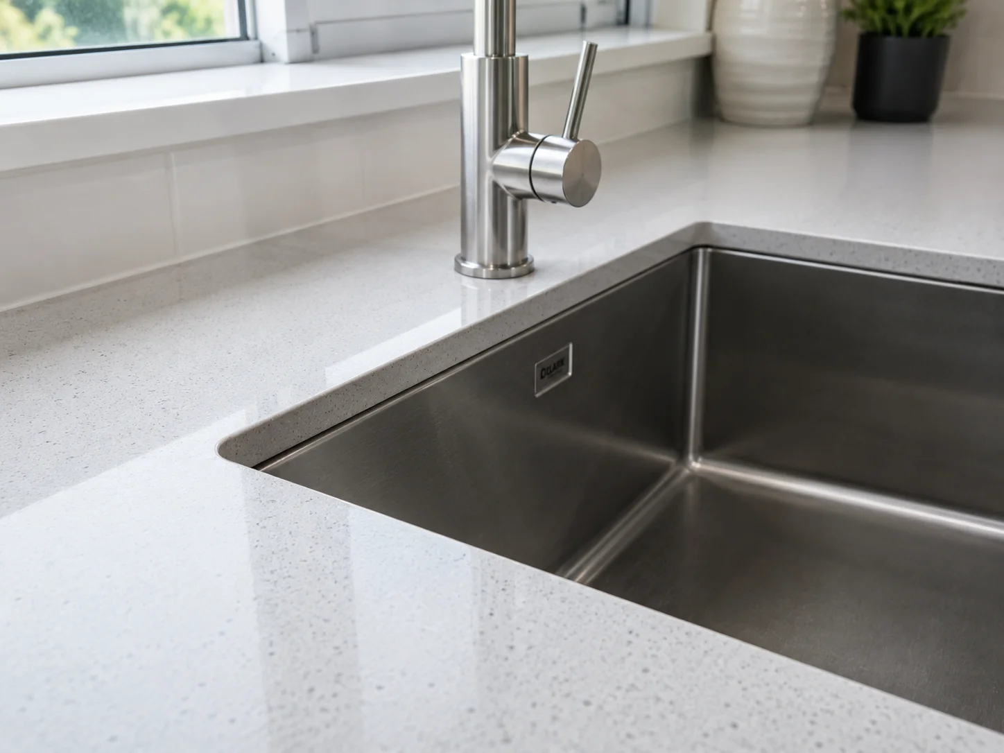 Close-up of a quality kitchen benchtop and properly sealed undermount sink — areas where budget renovations should never cut corners